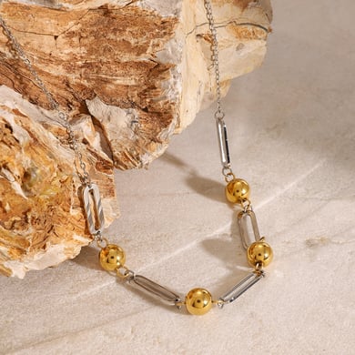 1 Stück Simple Series Casual Geometric Edelstahl 18 Karat vergoldet Damen Kettenhalsketten h5 Bild3