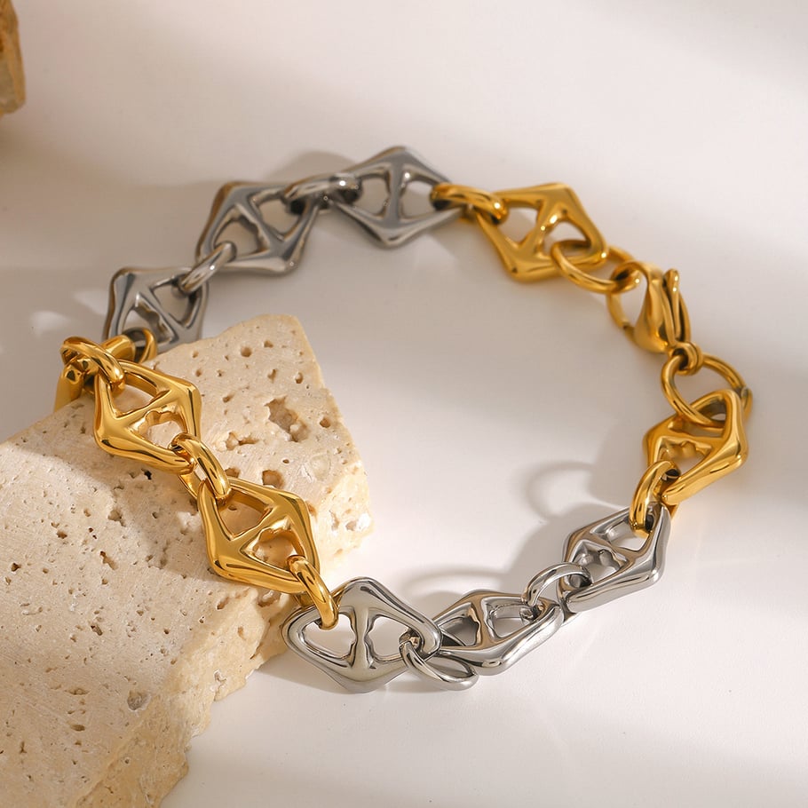 1 Piece Simple Series Casual Geometric Stainless Steel 18K Gold Plated Women Chain Bracelets Picture4