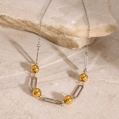 1 Stück Simple Series Casual Geometric Edelstahl 18 Karat vergoldet Damen Kettenhalsketten h5 Bild5