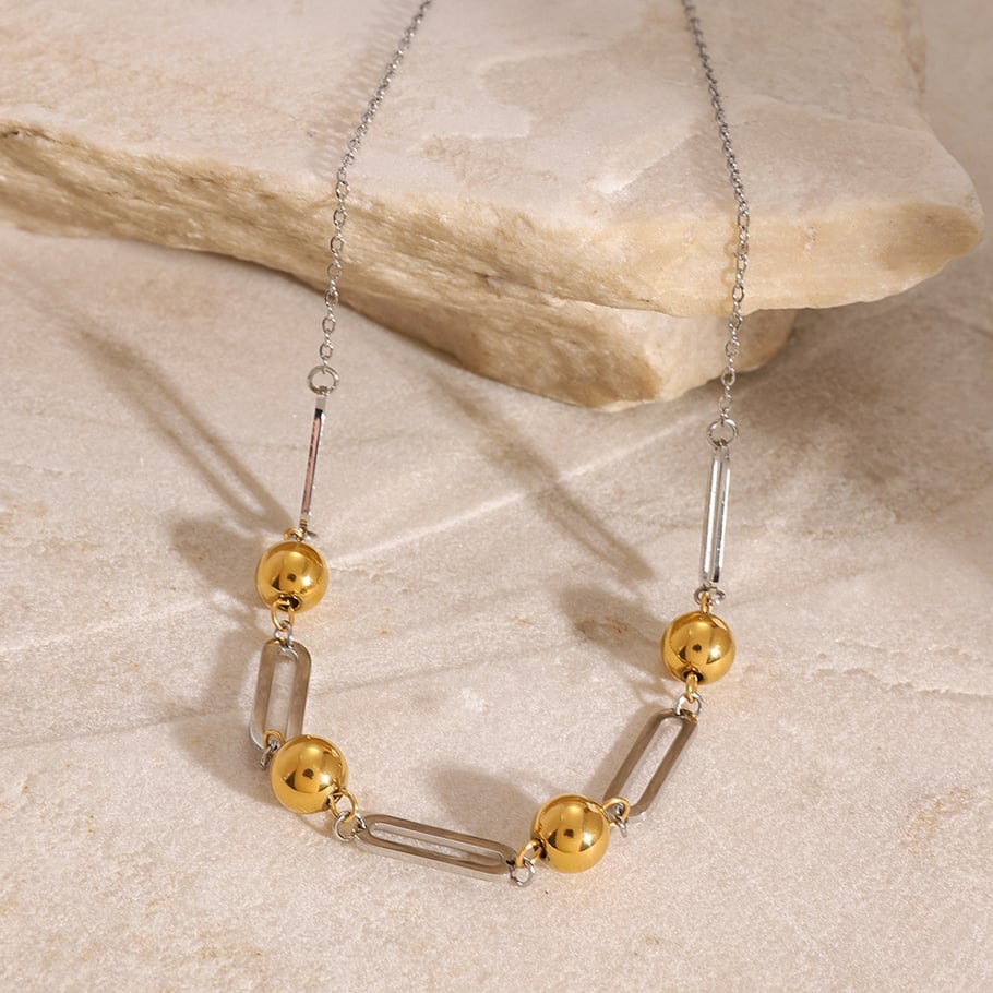 1 Stück Simple Series Casual Geometric Edelstahl 18 Karat vergoldet Damen Kettenhalsketten Bild5