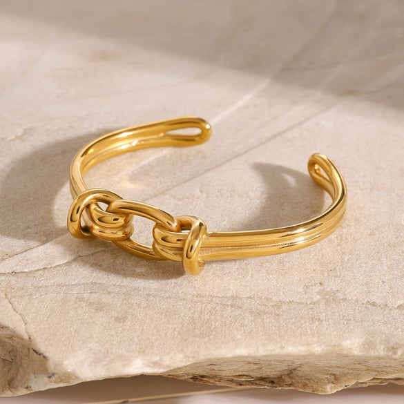 1 Piece Simple Series ins style Twist Stainless Steel 18K Gold Plated Women Bangles