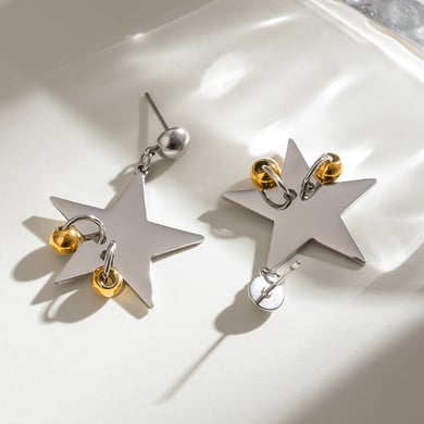 1 Pair Simple Series Classic Geometric Stainless Steel 18K Gold Plated Women Drop Earrings h5 Picture3