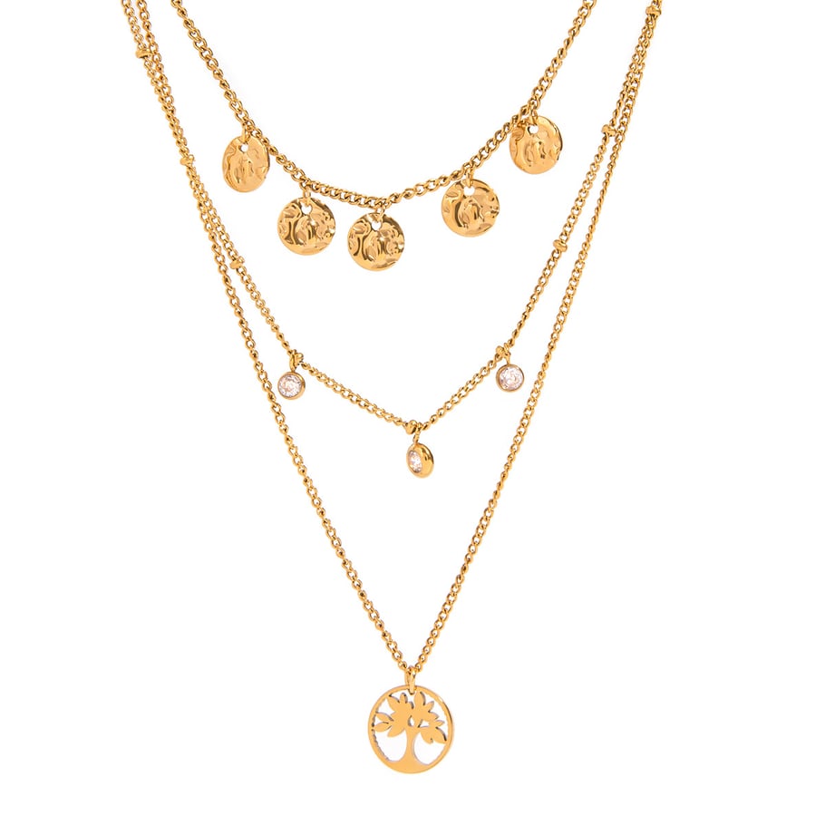 1 Piece Natural Series Elegant Tree Stainless Steel Gold Color Women's Layered Necklaces Picture8