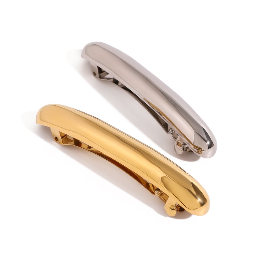 1 par de pinzas para el cabello para mujer, de acero inoxidable chapado en oro de 18 quilates, con diseño geométrico clásico de serie simple Imagen6
