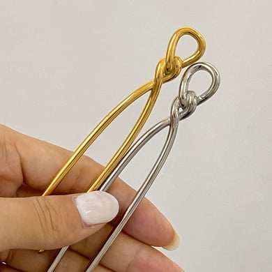 1 Paar Simple Series Daily Twist Edelstahl 18 Karat vergoldete Haarspangen für Damen h5 Bild3