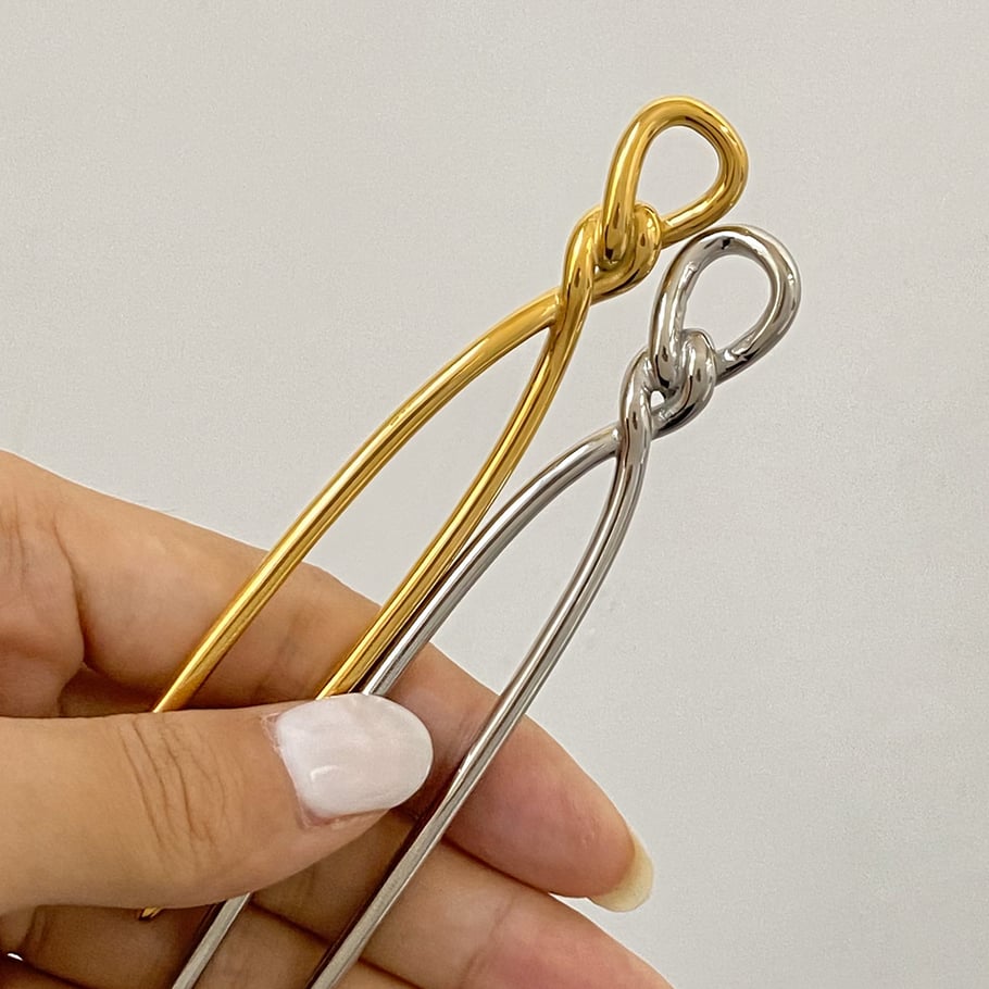 1 Paar Simple Series Daily Twist Edelstahl 18 Karat vergoldete Haarspangen für Damen Bild3