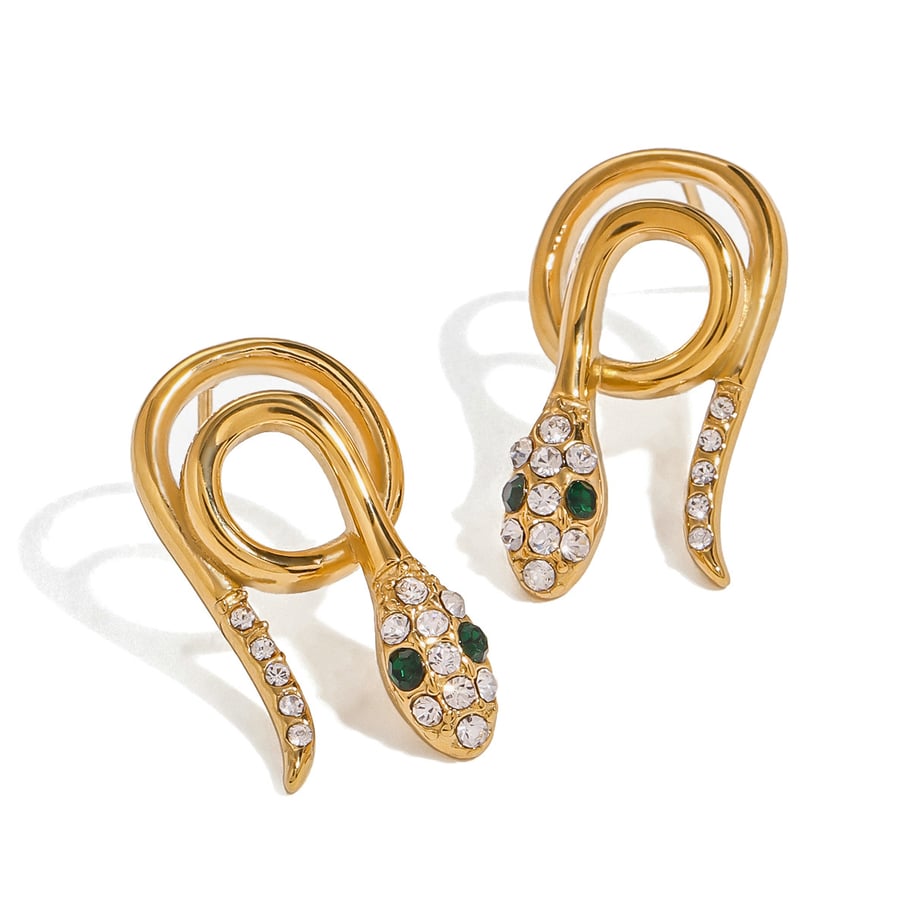 1 Paar Simple Series Punk Animal Edelstahl 18 Karat vergoldet Strass Damen Ohrstecker Bild5