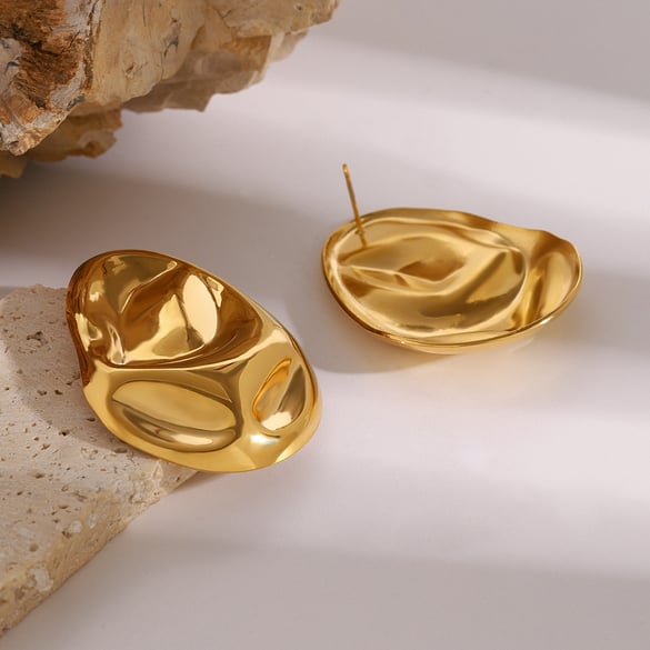 1 paire de boucles d&#39;oreilles à tige simples en acier inoxydable plaqué or 18 carats pour femme 2