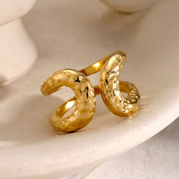 1 Pair Simple Series Simple Geometric Stainless Steel 18K Gold Plated Women Adjustable Rings