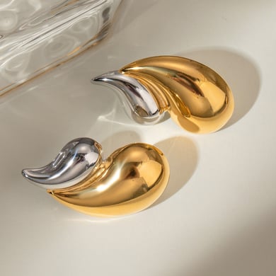 1 Paar einfache Serie im Ins-Stil Tropfen Edelstahl 18 Karat vergoldet Damen Ohrstecker h5 Bild3