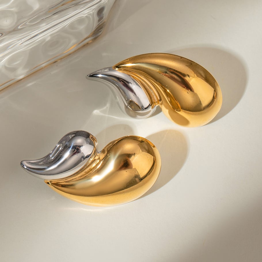 1 Paar einfache Serie im Ins-Stil Tropfen Edelstahl 18 Karat vergoldet Damen Ohrstecker Bild3