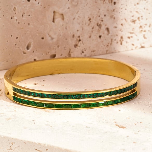 Braccialetti da donna in acciaio inossidabile color oro, semplici e geometrici, serie lussuosa, 1 pezzo 2