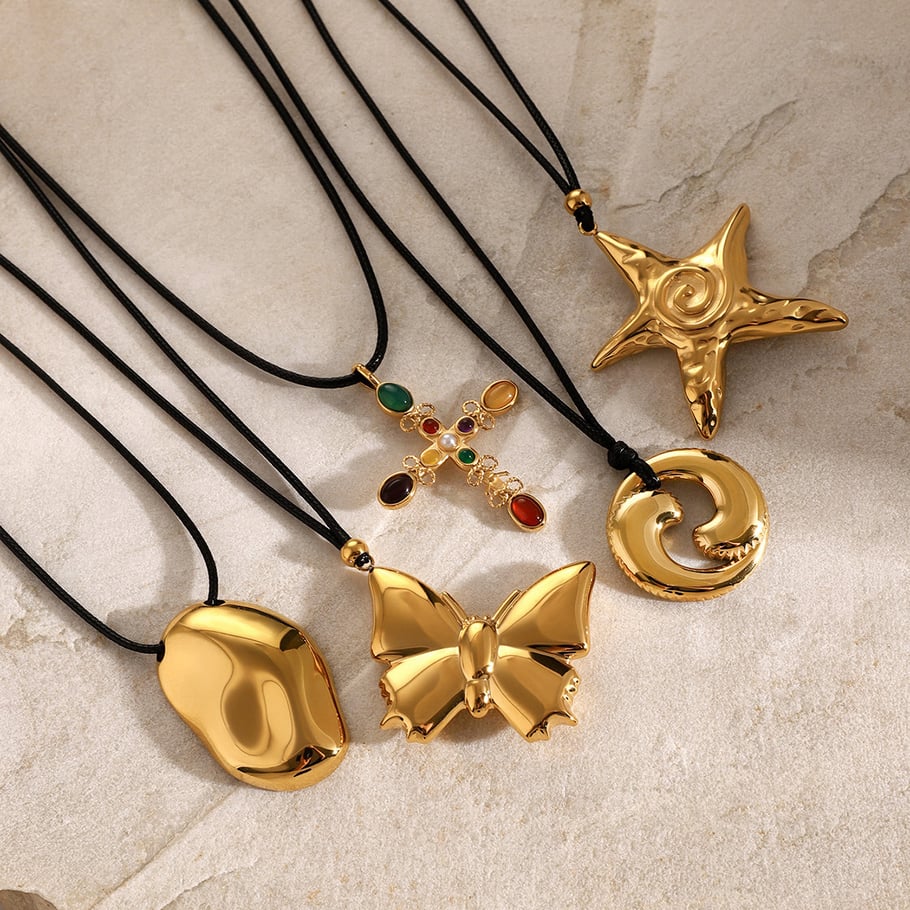 1 Piece Simple Trendy Style Chunky Bowknot Starfish Shape Stainless Steel 18K Gold Plated Women's Pendant Necklaces Picture4