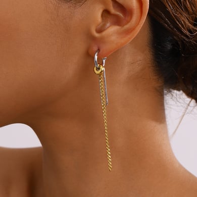 1 Pair Simple Series Asymmetric Heart Tassels Stainless Steel Gold and Silver Color Women's Drop Earrings h5 Picture4
