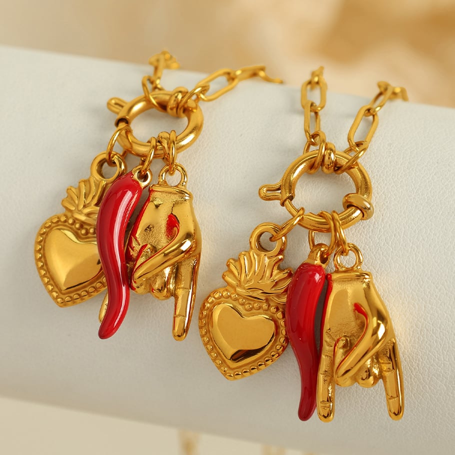 1 Stück Simple Series Retro Herz Edelstahl 18 Karat vergoldet Damen Anhänger Halsketten h5Bild4