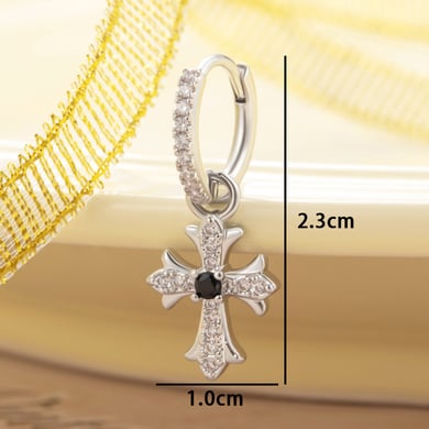 1 Paar Simple Series Simple Cross Kupfer Kein Beschichtungsmaterial Zirkon Damen Tropfen Ohrringe h5 Bild3