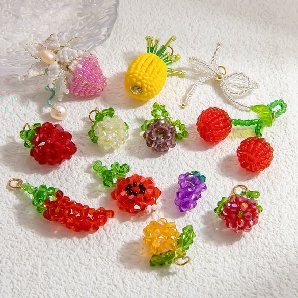 1 Piece Romantic Series Sweet Casual Fruit Glass Woven DIY Women's Pendants 2