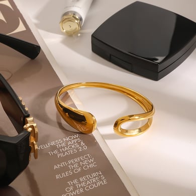 1 Piece Minimalist Series Classic Irregular Annular Stainless Steel Gold Color Women's Bangles h5 Picture7