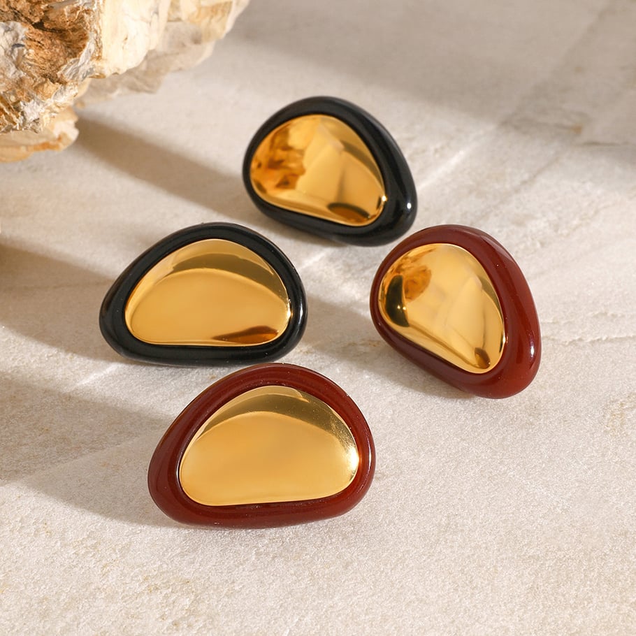 1 Paar Simple Series Klassische geometrische Ohrstecker aus Edelstahl mit 18 Karat Vergoldung für Damen Bild4