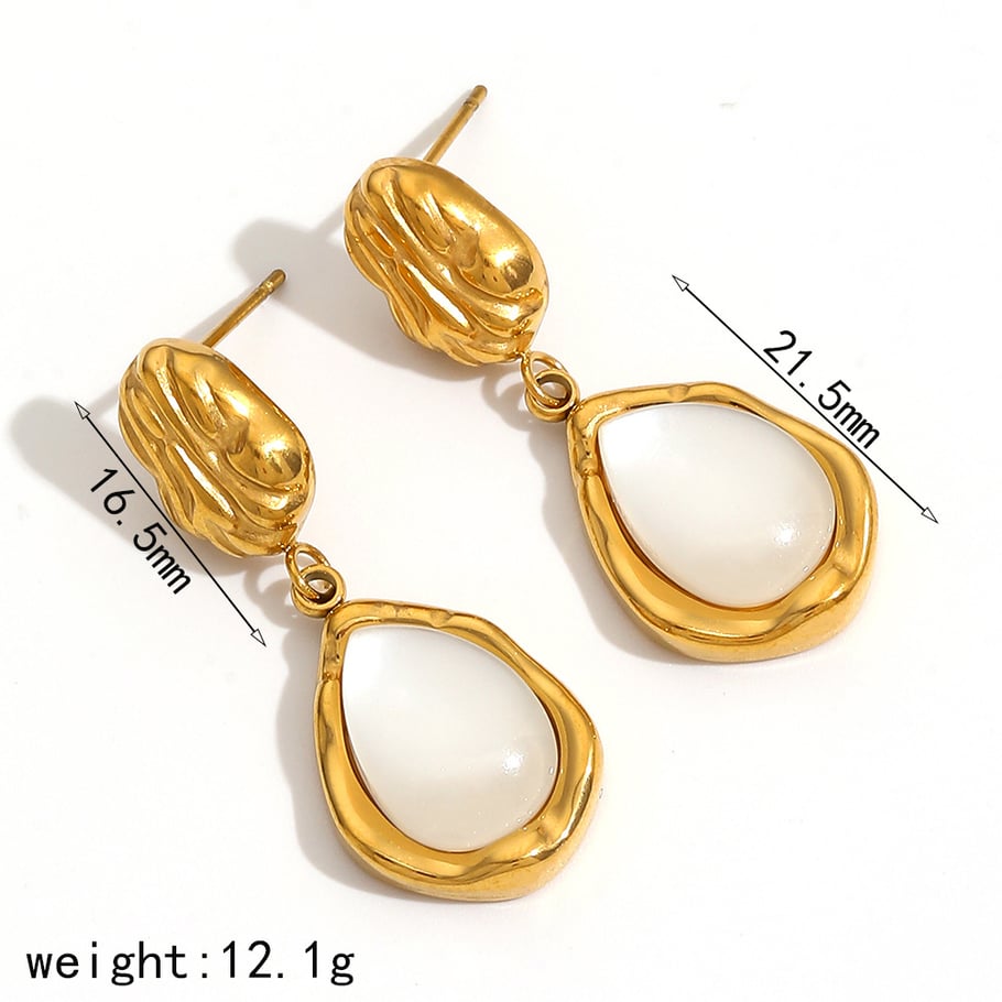 1 Pair Classic Series Retro Geometric 18K Gold Plated Artificial Gemstone Stud Earrings Picture5