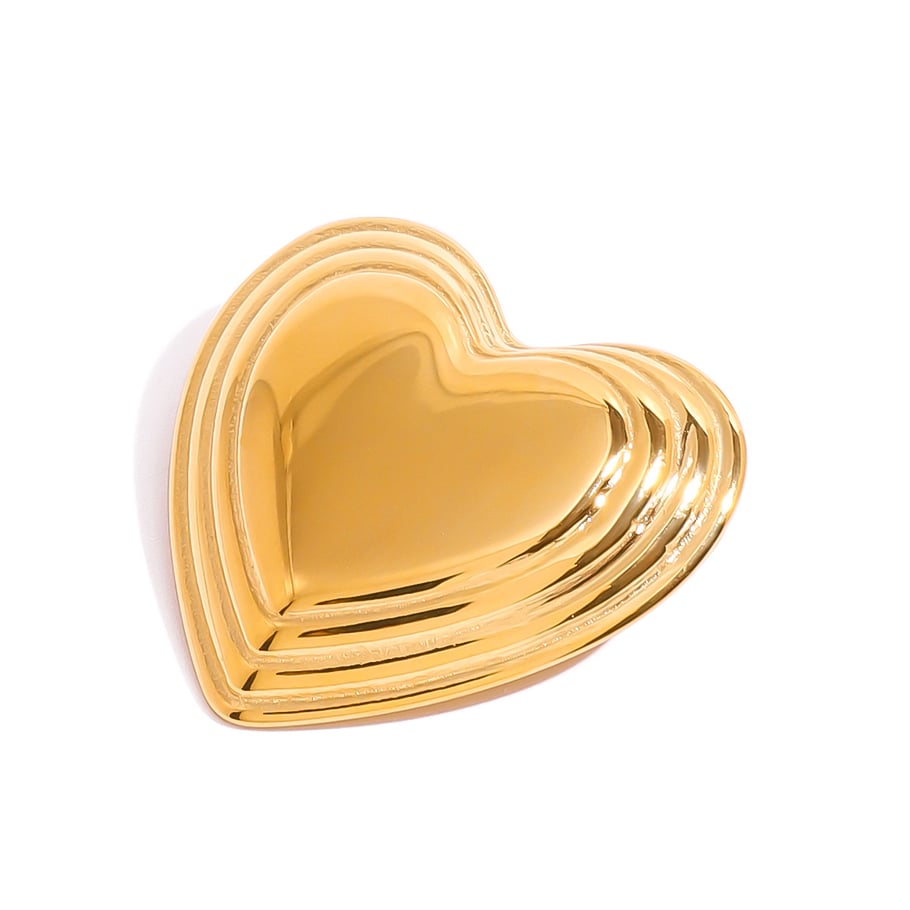 1 paio di spille da donna in acciaio inossidabile placcato oro 18 carati, serie semplice, a forma di cuore classico Immagine5