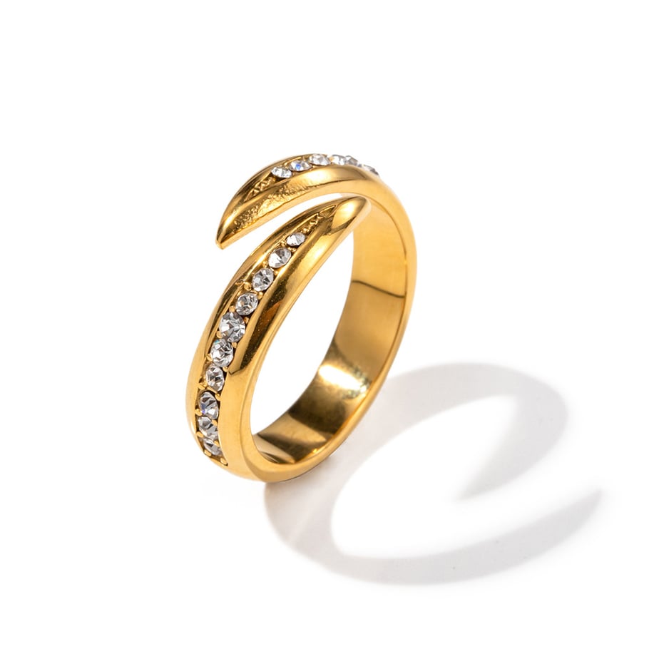 1 Paar Simple Series Elegante geometrische Edelstahl 18 Karat vergoldet Zirkon Damen verstellbare Ringe Bild5