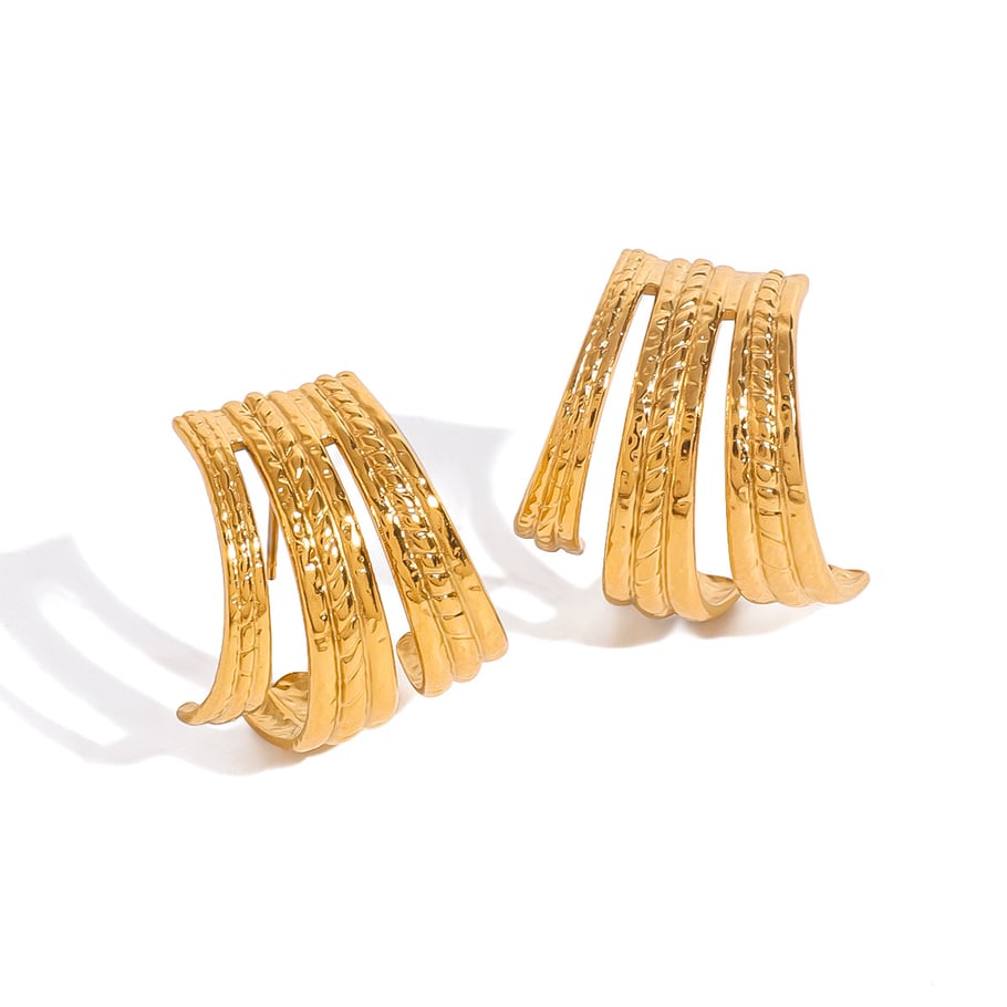 1 Pair Simple Series Retro Geometric Stainless Steel 18K Gold Plated Women Stud Earrings Picture5
