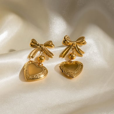 1 Pair Classic Series Elegant Sweet Bowknot Stainless Steel Gold Color Women's DIY Drop Earrings h5 Picture4