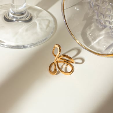 1 Piece Simple Style Geometric Stainless Steel 18K Gold Plated Women's Adjustable Rings h5 Picture5