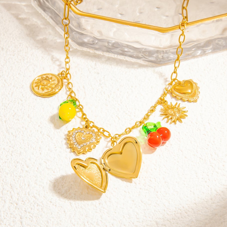 1 Stück Luxuriöse Serie Sweet Heart Edelstahl 18 Karat vergoldet Strass Damen Anhänger Halsketten Bild6
