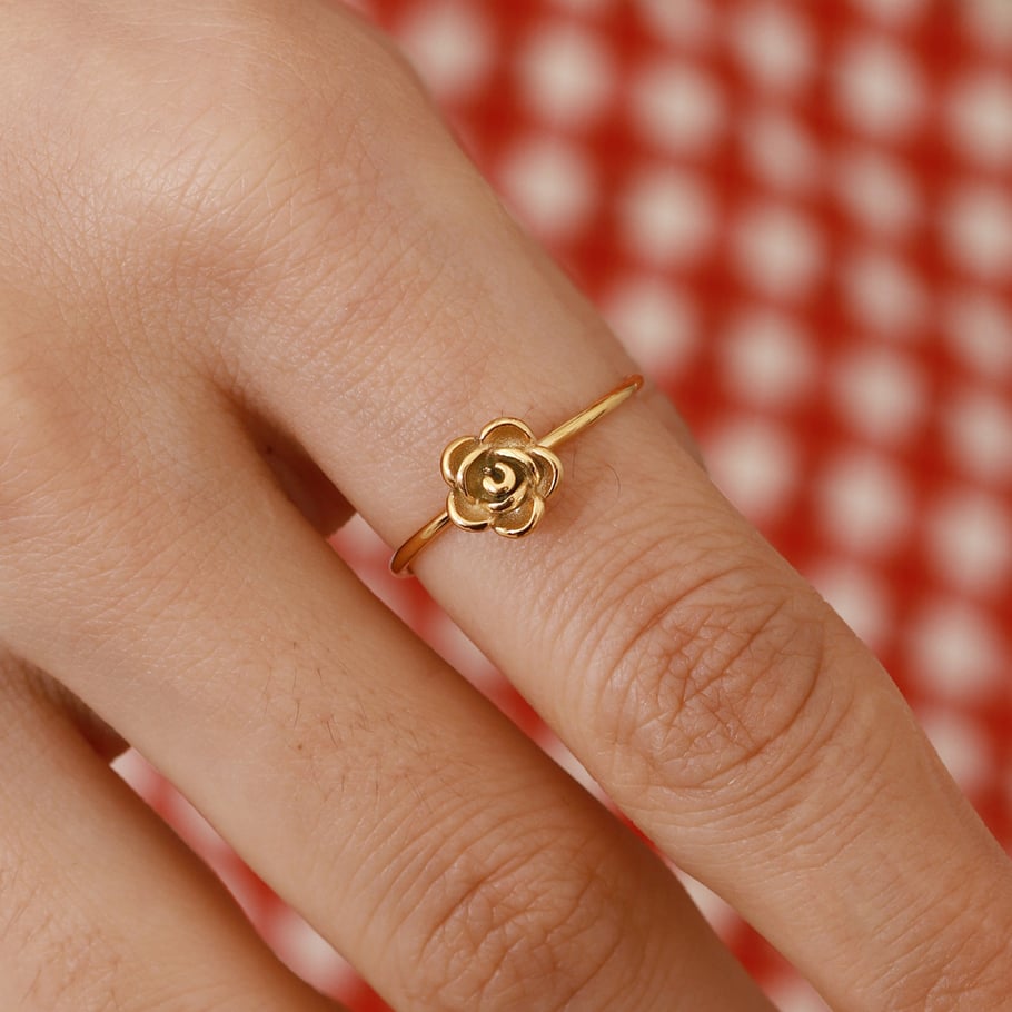 1 Piece Romantic Series Graceful Flower Delicate Stainless Steel Gold Color Women's Adjustable Rings Picture6