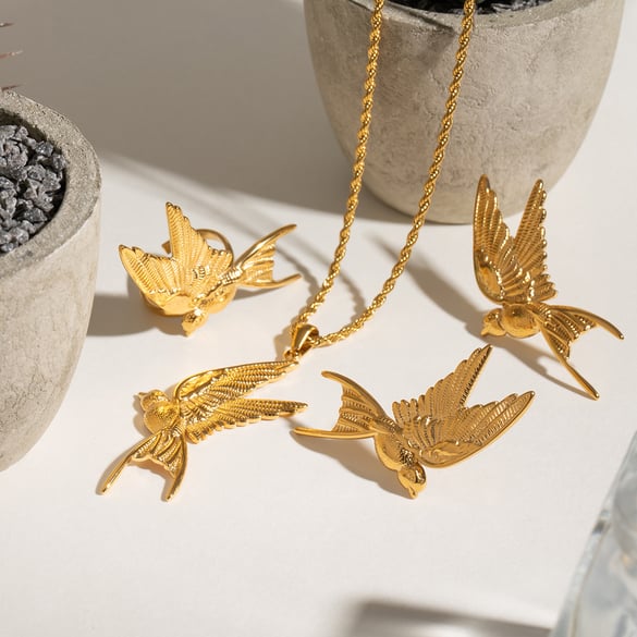 1 paire de bagues ajustables pour femme, série classique, élégantes, en acier inoxydable plaqué or 18 carats, motif animal 2