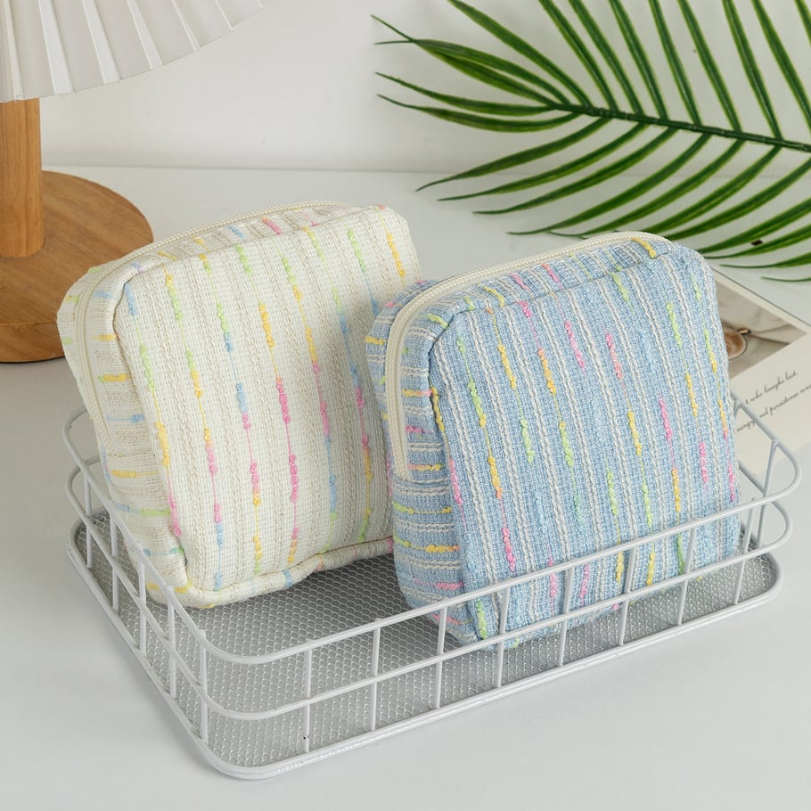 1 Piece Colorful Striped Square Shape Women's Makeup Bags Picture5