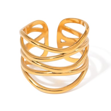1 Paar Simple Series Simple Line Edelstahl 18 Karat vergoldete verstellbare Damenringe h5 Bild4
