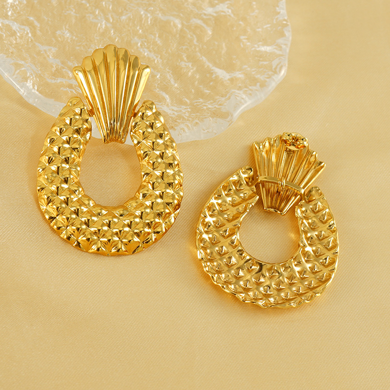 1 Pair Simple Series Simple Geometric Stainless Steel 18K Gold Plated Women Drop Earrings Picture5