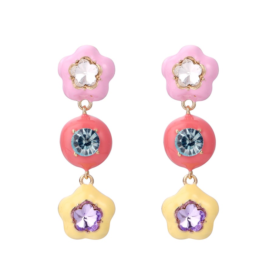 1 Pair Luxurious Series Irregular Geometric Shape Colorful Drop Oil Gold Color Alloy Women's Drop Earrings Picture6
