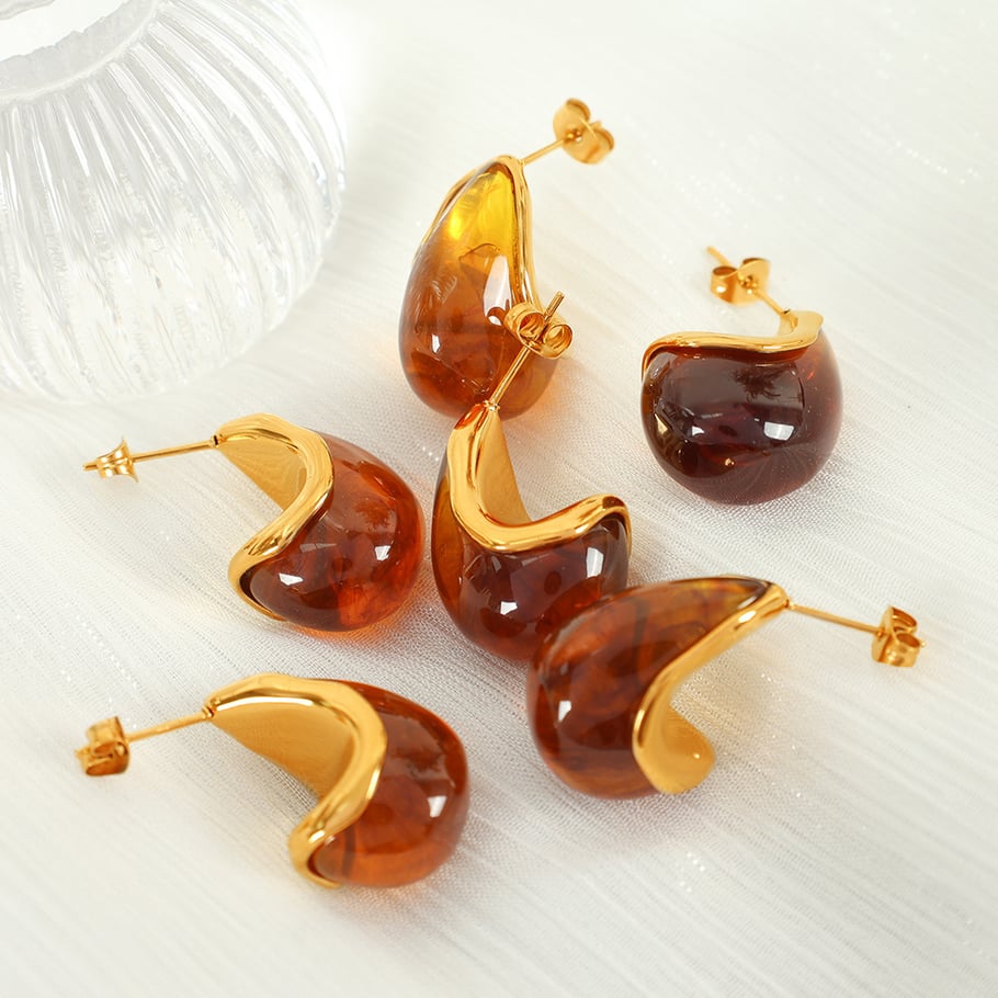 1 Pair Simple Series Retro Droplet Stainless Steel 18K Gold Plated Women Drop Earrings Picture4