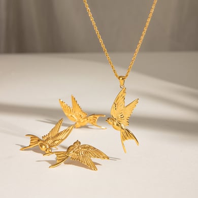 1 Piece Classic Series Natural Animal Stainless Steel 18K Gold Plated Women Pendant Necklaces h5 Picture4