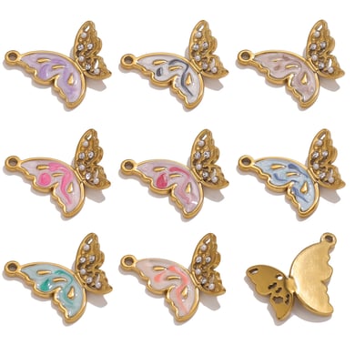 1 pieza de colgantes de acero inoxidable con diseño de animales dulces y románticos de color dorado con diamantes de imitación para mujer h5 Imagen5