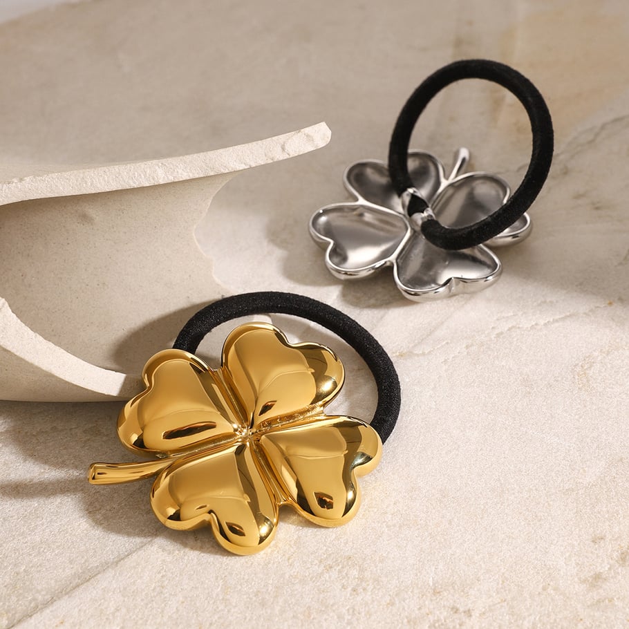 1 Paar Simple Series Ins Style Blumen Edelstahl 18K vergoldet Damen Haarbänder Bild3