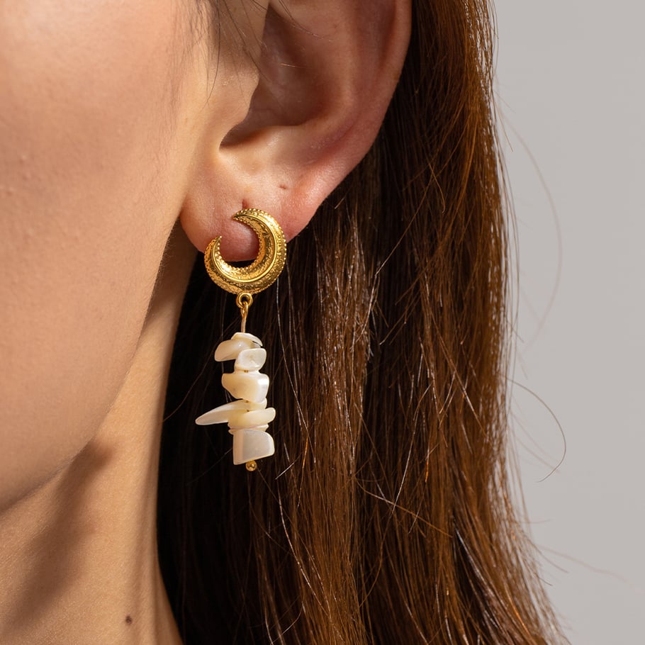1 paire de boucles d&#39;oreilles pendantes géométriques élégantes en acier inoxydable plaqué or 18 carats pour femmes, série Simple Image3