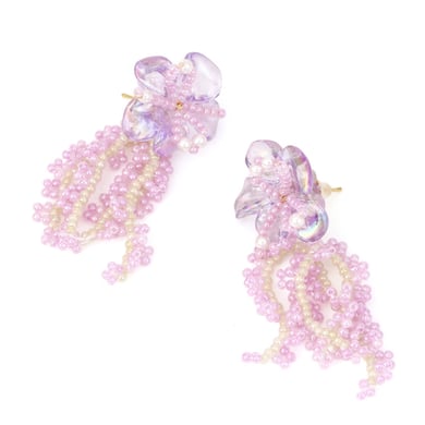 1 Pair Romantic Niche Beaded Floral Tassel Earrings h5 Picture3