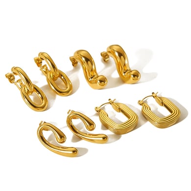 1 Pair Simple Series Simple Geometric 18K Gold Plated Stud Earrings h5 Picture6