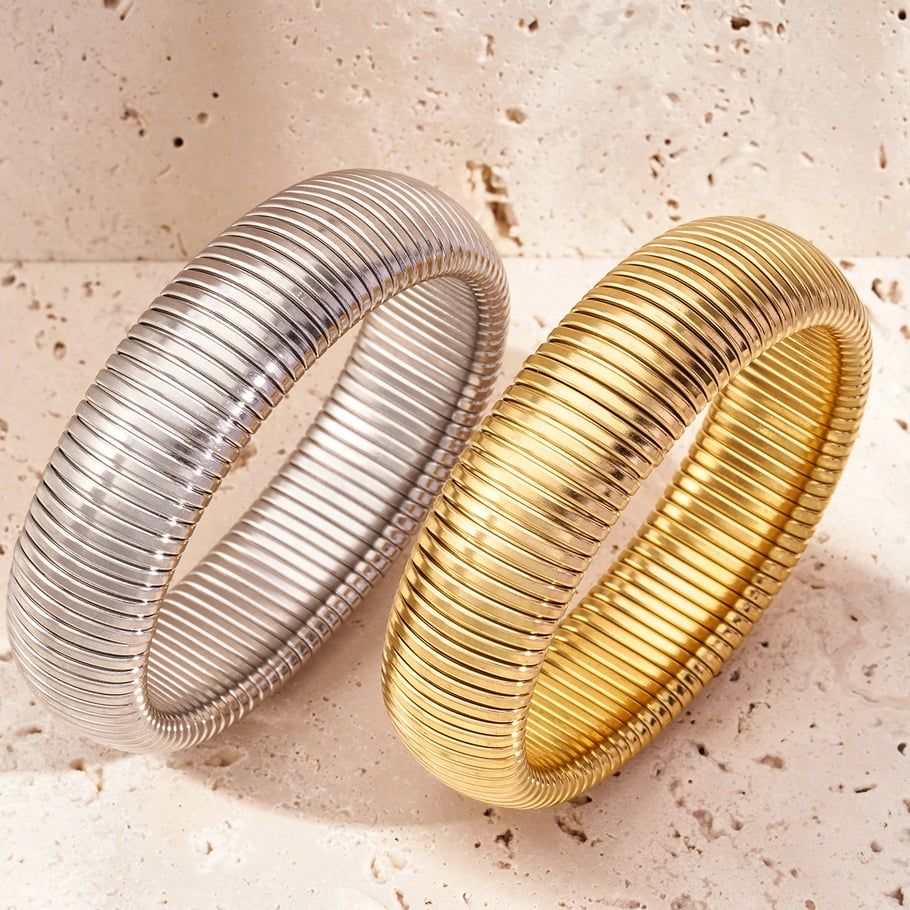 1 Piece Minimalist Series Daily Strip Stainless Steel Gold Color Women's Bangles Picture5
