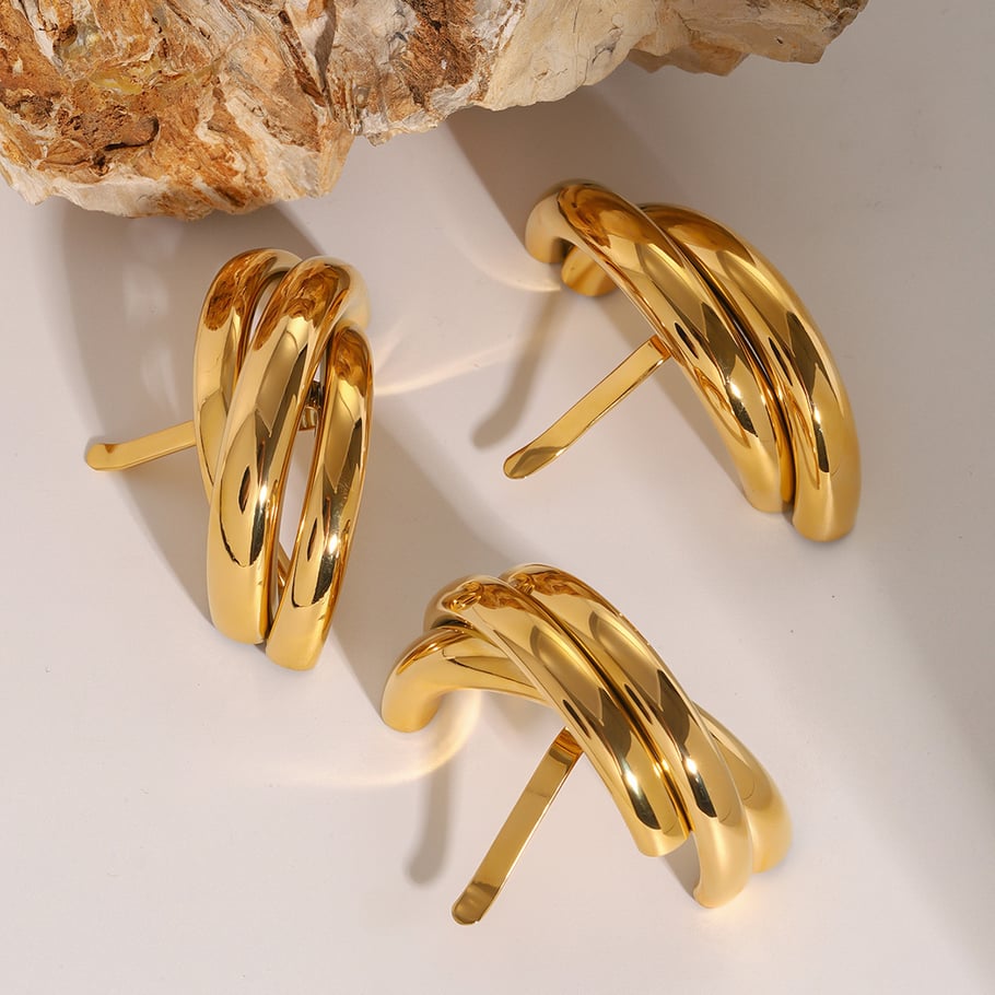 1 Pair Simple Series ins style Geometric Stainless Steel 18K Gold Plated Women Hair Clips Picture3