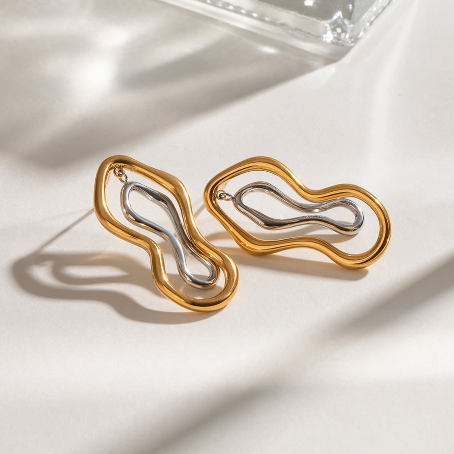 1 Pair Simple Series Simple Annular Stainless Steel 18K Gold Plated Women Stud Earrings Picture3