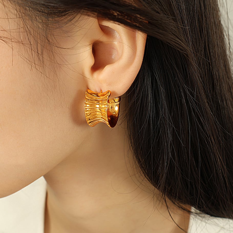 1 Pair Simple Series Simple Geometric Stainless Steel 18K Gold Plated Women Hoop Earrings Picture3