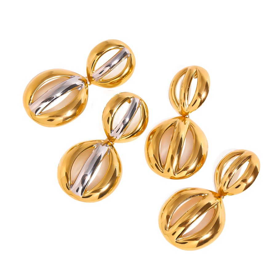 1 Paar einfache geometrische Ohrringe aus Edelstahl mit 18 Karat Vergoldung für Damen Bild6
