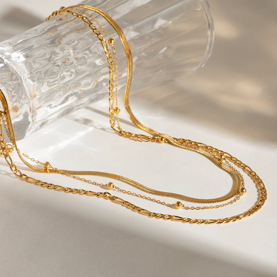 1 piece simple series classic annular stainless steel gold plated women layered necklaces h5Picture3