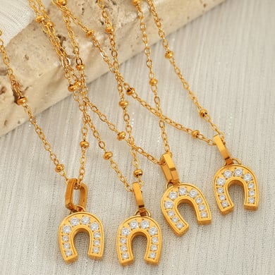 1 Piece Simple Series Simple Geometric Stainless Steel 18K Gold Plated Zircon Women Pendant Necklaces h5 Picture4
